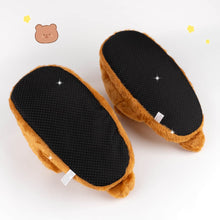 Load image into Gallery viewer, Bear Slippers - Poofy Plush Brown Women M