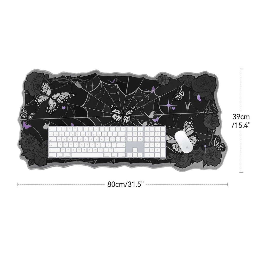 Load image into Gallery viewer, Butterfly Desk Pad | Rose Spider Web Halloween Witch Gothic Mousepad