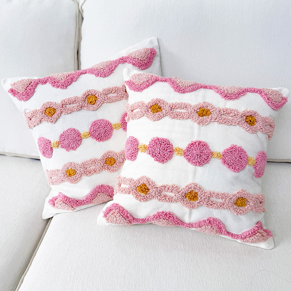 Load image into Gallery viewer, Pink Boho Throw Pillow Covers โ 2 Pack