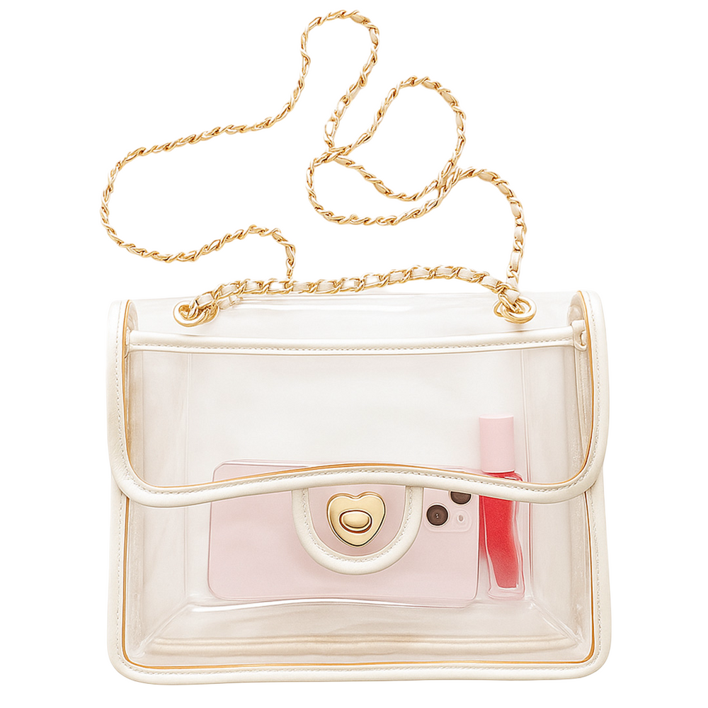 Load image into Gallery viewer, Cute Gold Clear Purse – Stadium Approved
