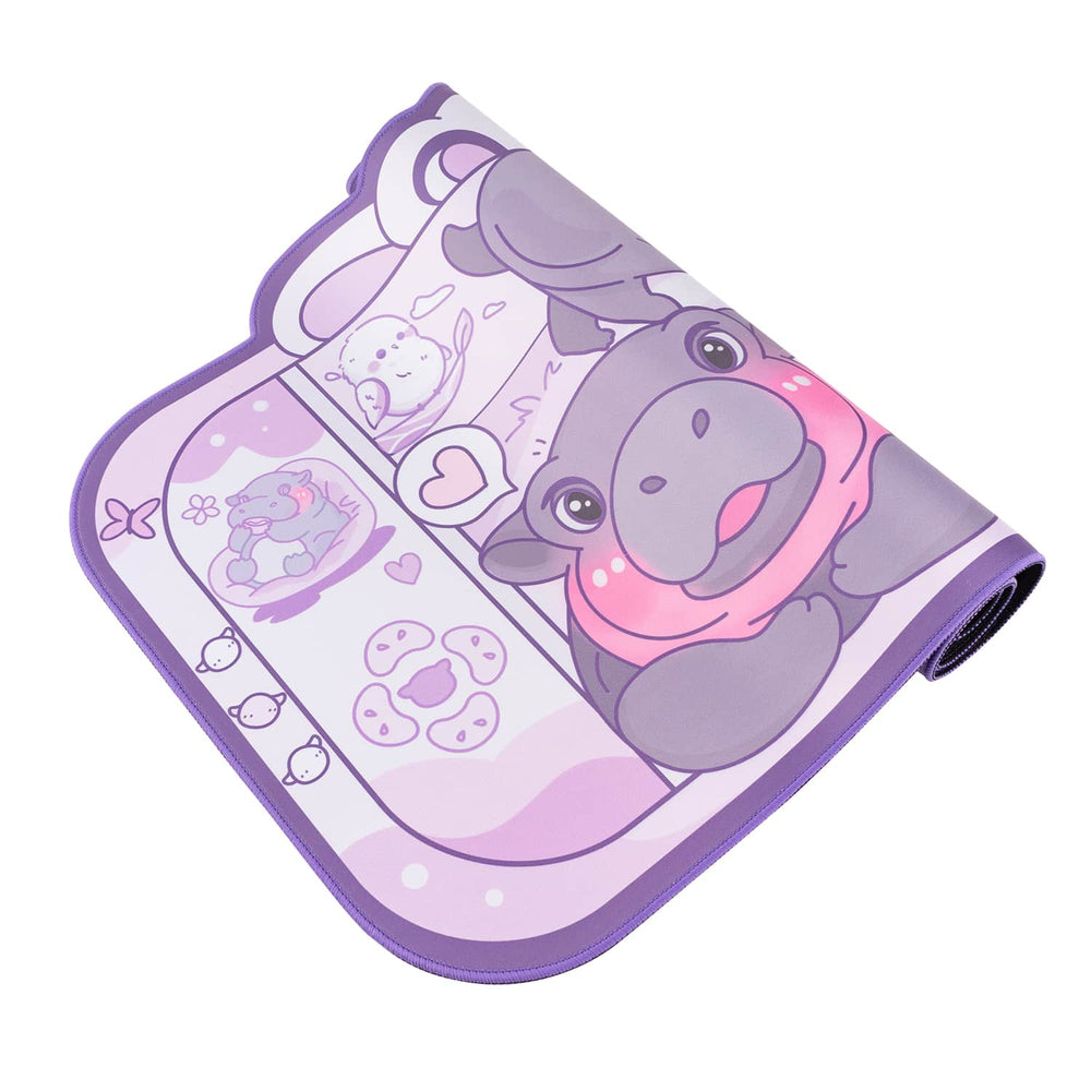 Load image into Gallery viewer, Moo Deng Baby Hippo Desk Mat | Kawaii Cute Pastel Large Gaming Mouse Pad
