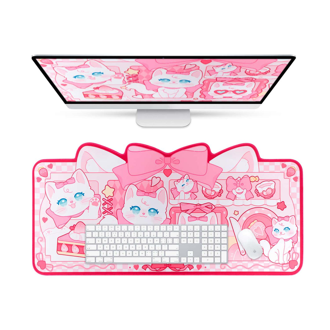 Marie Cat Kawaii Desk Mat – Pink Cute Anime Mouse Pad