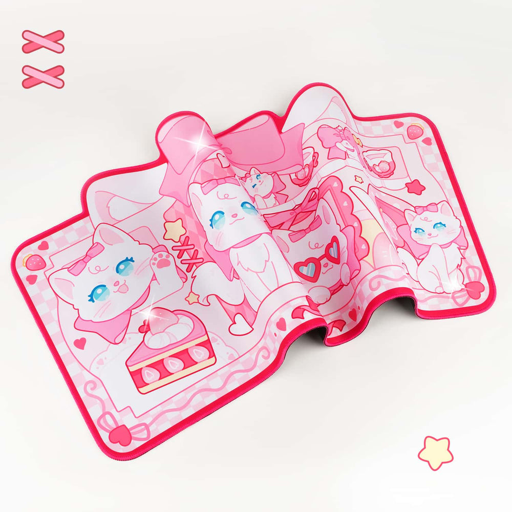 Load image into Gallery viewer, Marie Cat Kawaii Desk Mat – Pink Cute Anime Mouse Pad
