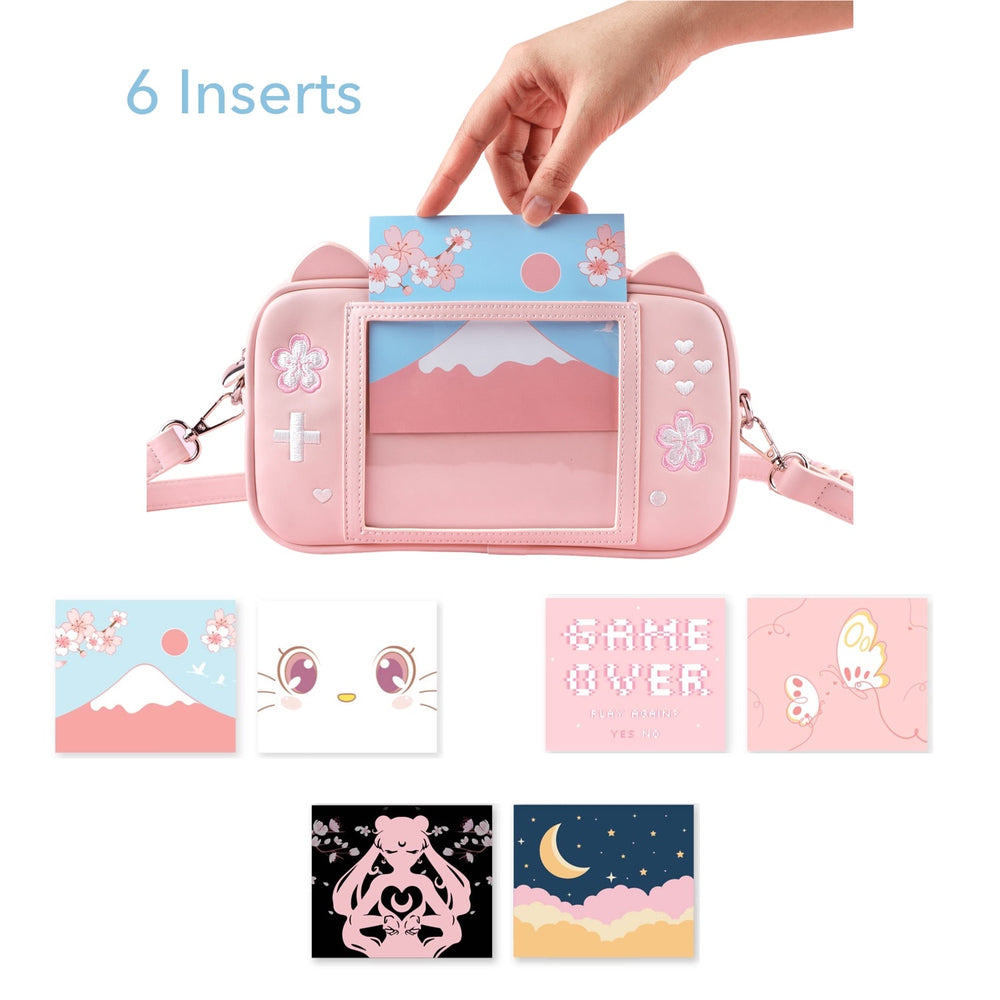 Load image into Gallery viewer, Sakura Game Purse - Kawaii Pink Crossbody Ita Handbag
