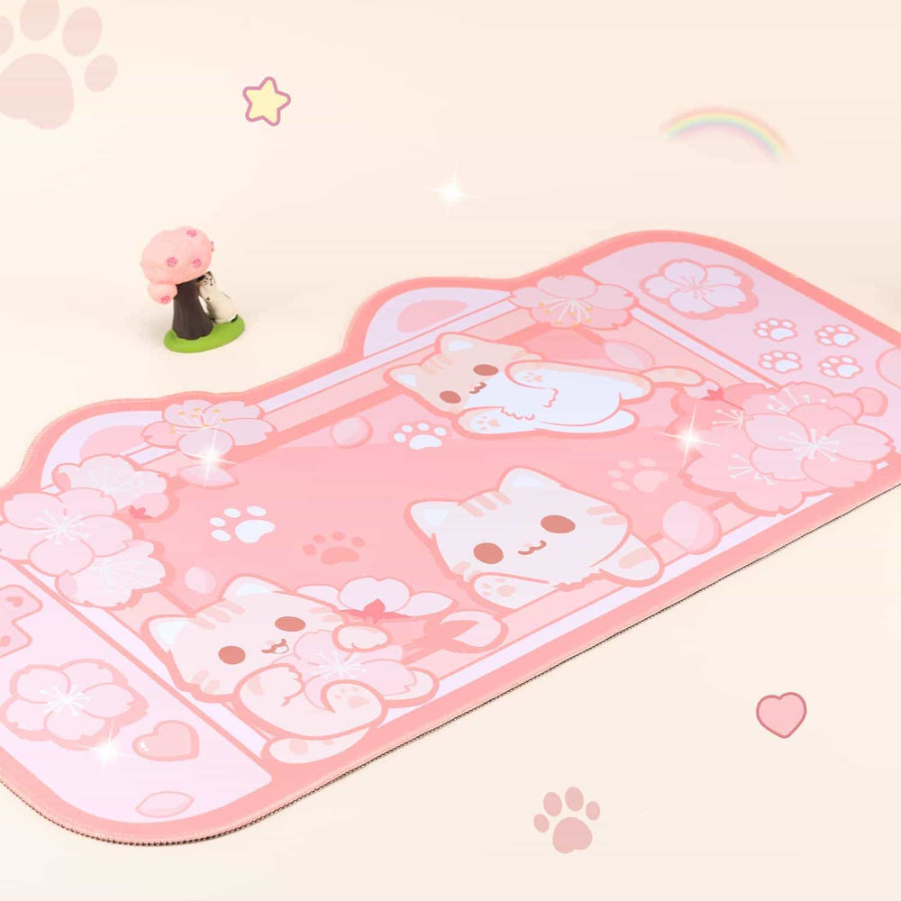 Load image into Gallery viewer, Kawaii Desk Mat Bundle – 3 Pack Anime Kirby Sakura Shark Mousepads

