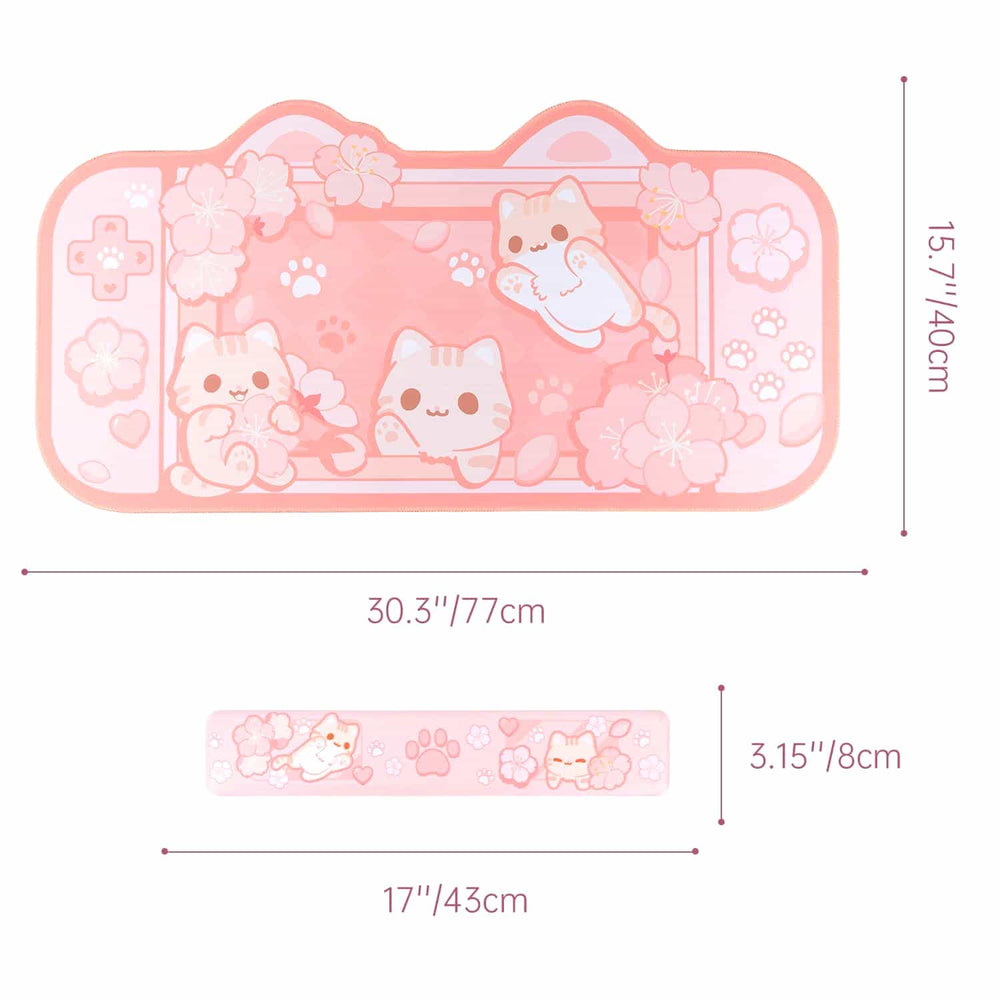 Load image into Gallery viewer, Kawaii Desk Mat Bundle – 3 Pack Anime Kirby Sakura Shark Mousepads
