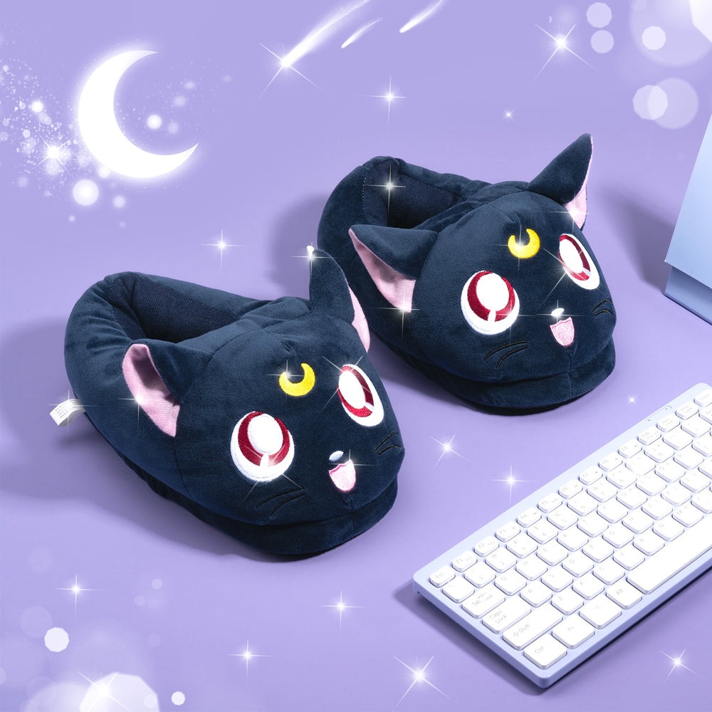 Load image into Gallery viewer, Cat Slippers - Women Moon Anime Luna Blue
