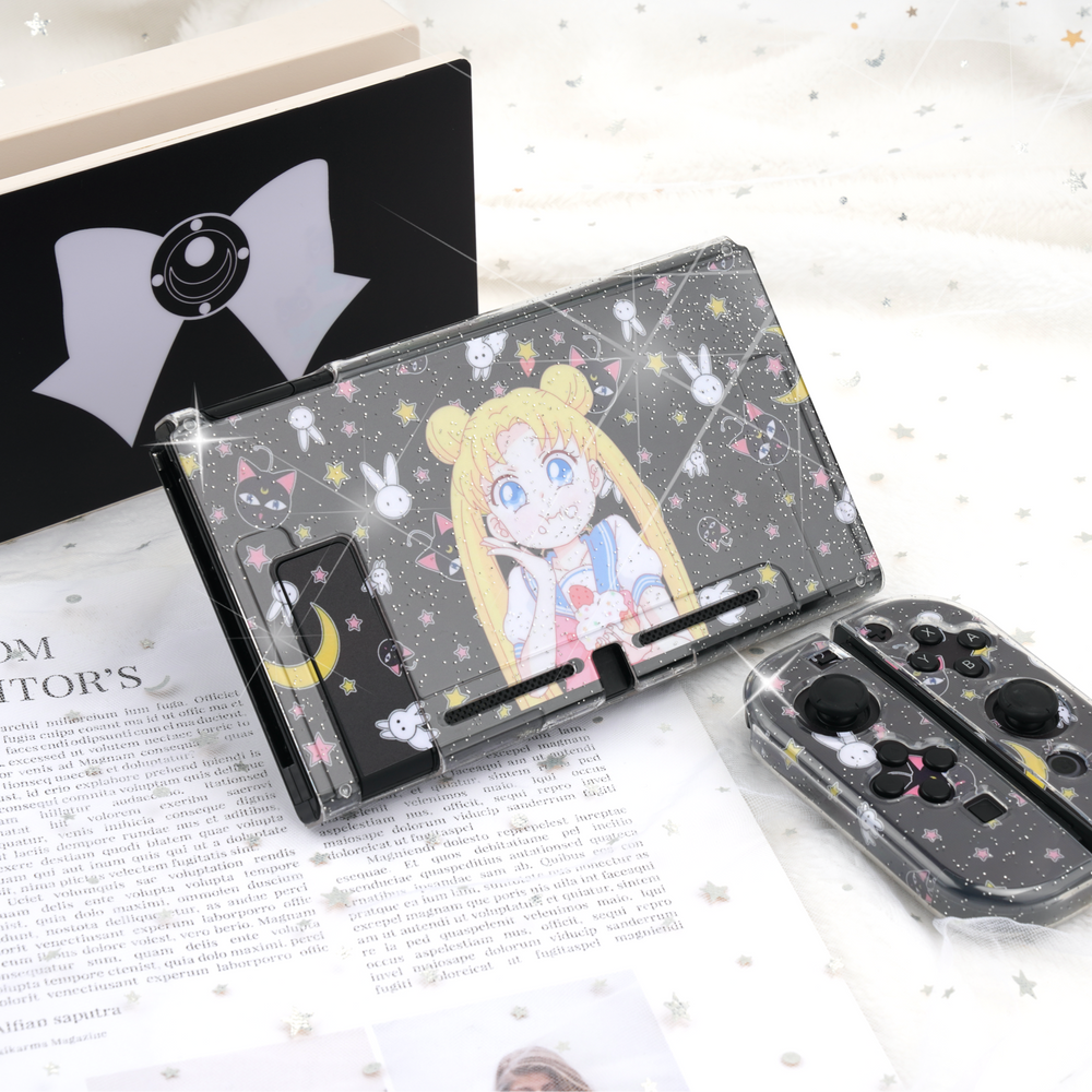 Load image into Gallery viewer, Moon Anime Skins - Black Anime Cute Nintendo Switch Lite Wraps
