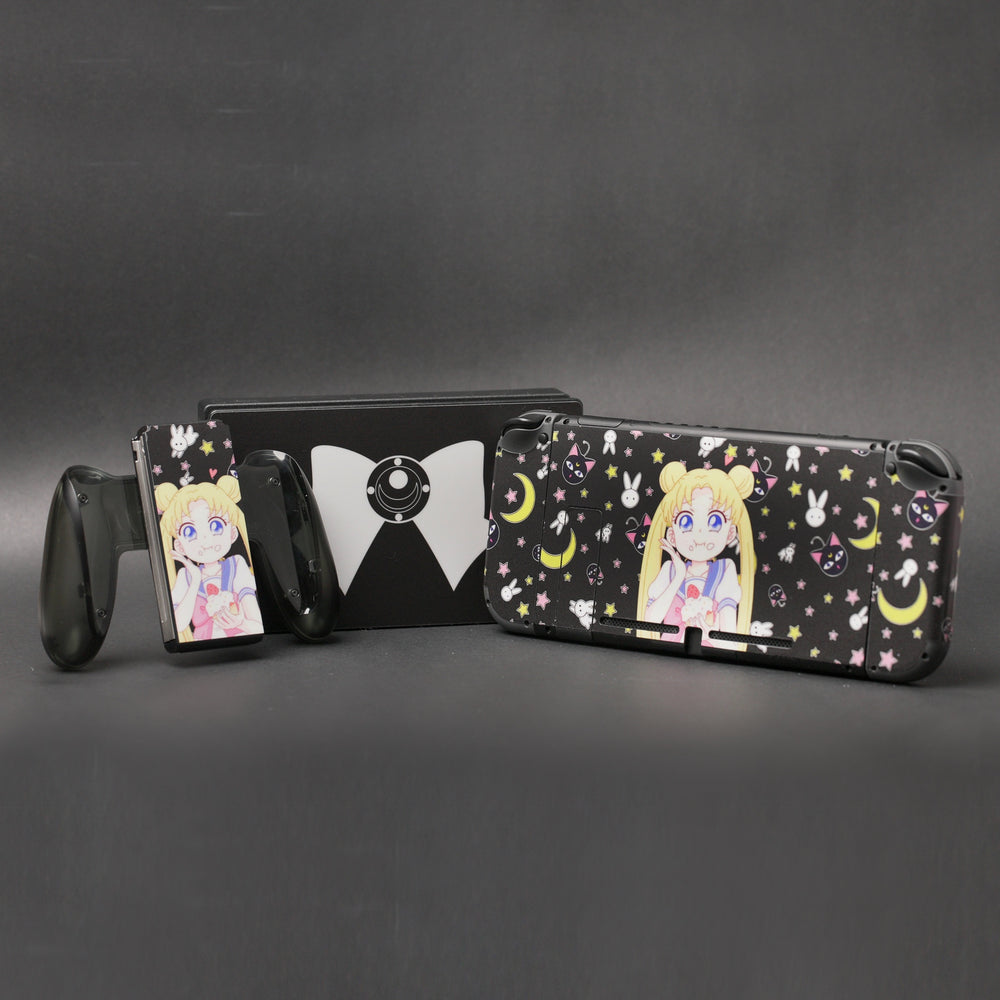 Load image into Gallery viewer, Moon Anime Skins - Black Anime Cute Nintendo Switch Lite Wraps
